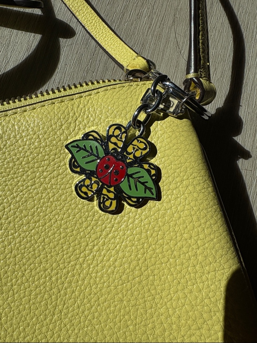 kate spade yellow pebbled leather crossbody with floral charm - Picture 3 of 8